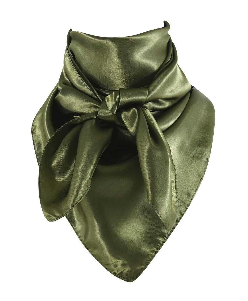 8237 Armygreen Satin Wild Rag Horseman, Camp Hair Scarfs, Vintage Neck